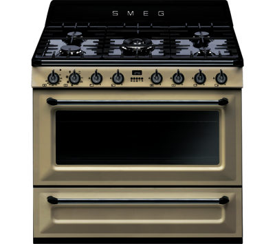 SMEG  Victoria TR90P1 90 cm Dual Fuel Range Cooker - Cream & Stainless Steel